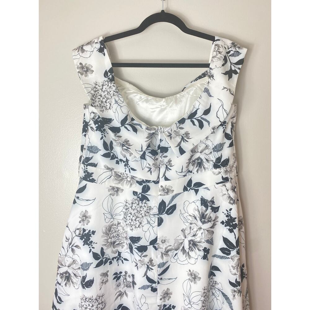 CITY CHIC DRESS 18 FLORAL BLACK WHITE FLOURISH MIDI OFF SHOULDER RUFFLED - Picture 10 of 14